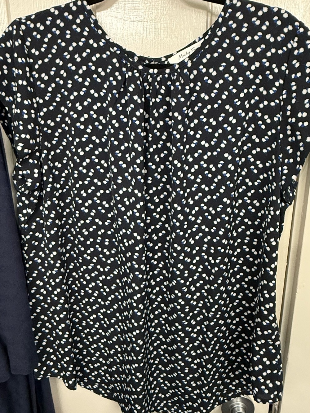 Women's Black Dot-Print Blouse - Casual Short Sleeve